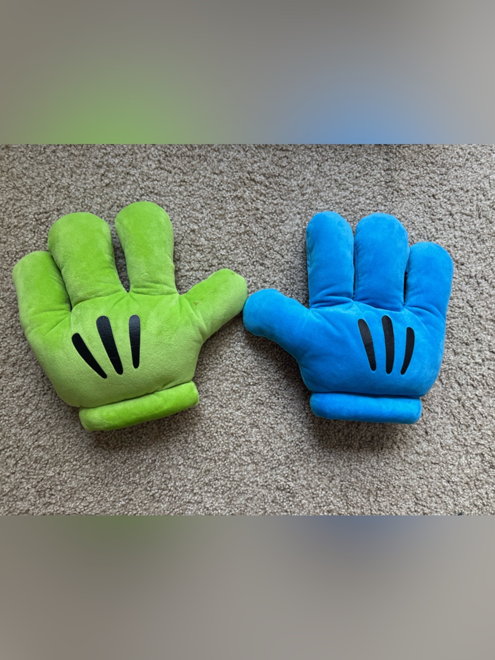 Disney Plush Character Mittens in Bright Green and Bright Blue